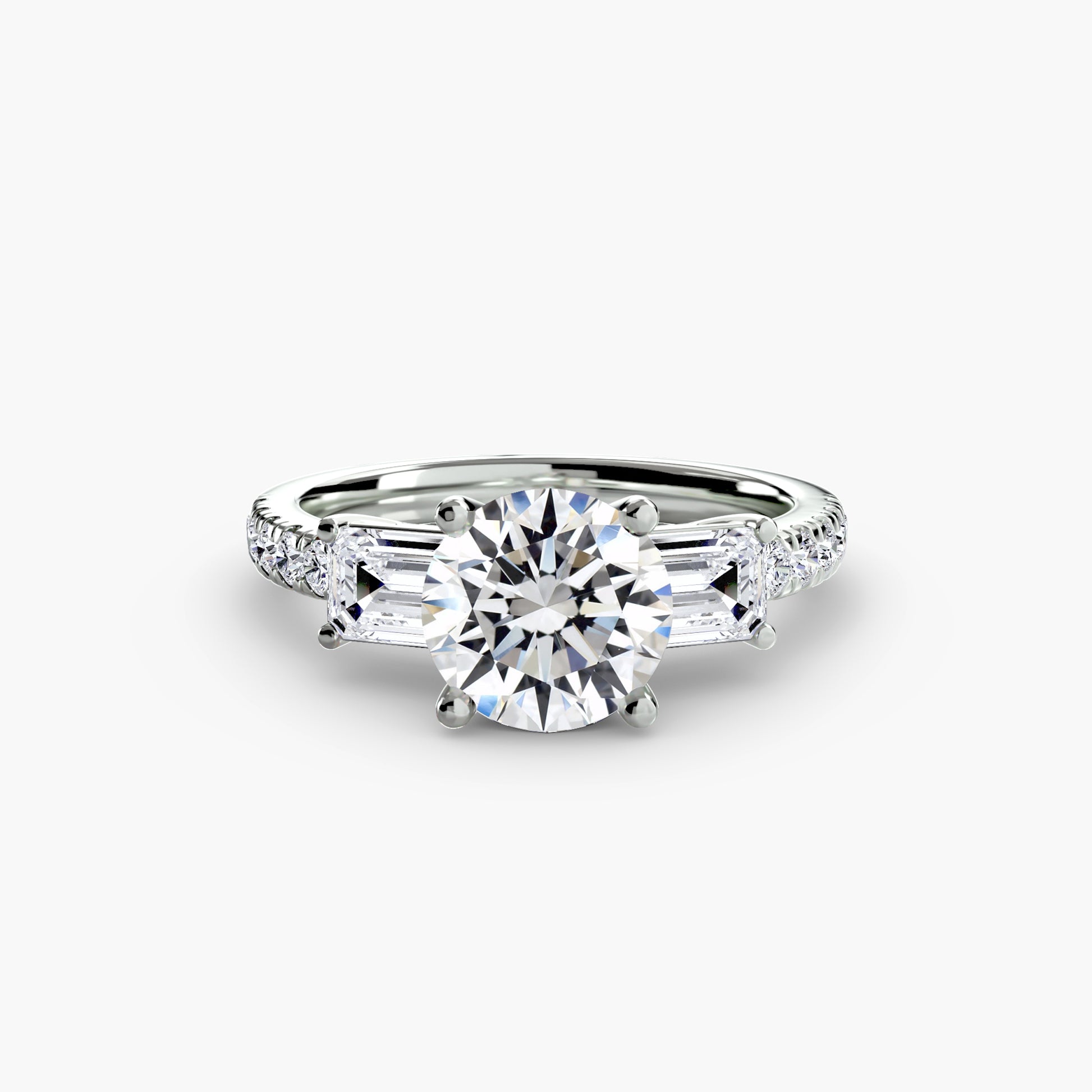 Three-Stone Ring with Pavé Band 4.
