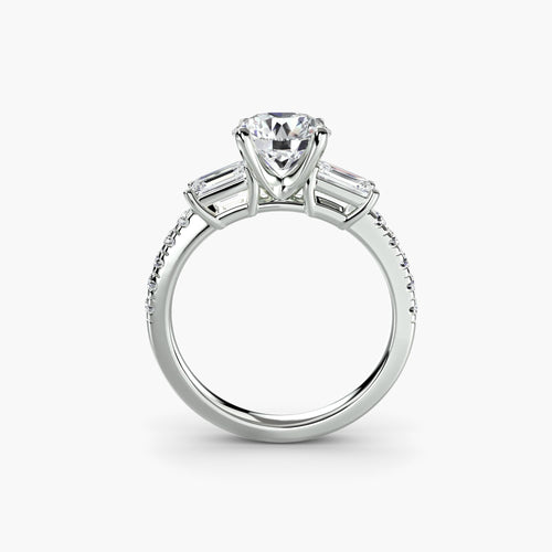 Three-Stone Ring with Pavé Band 4.
