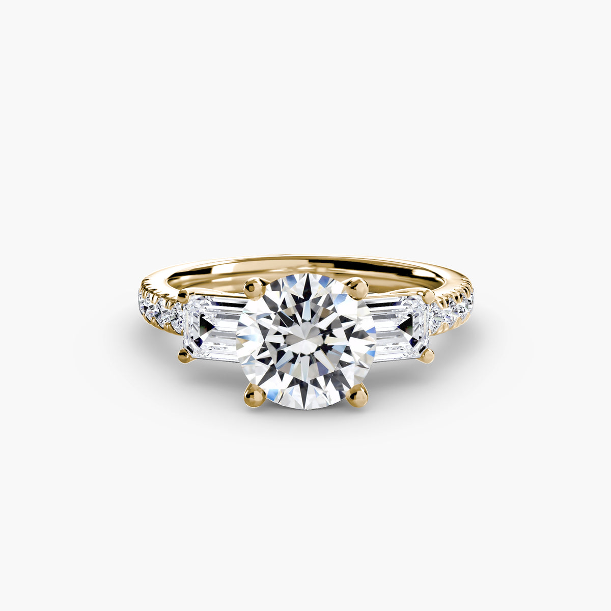 Three-Stone Ring with Pavé Band 4.