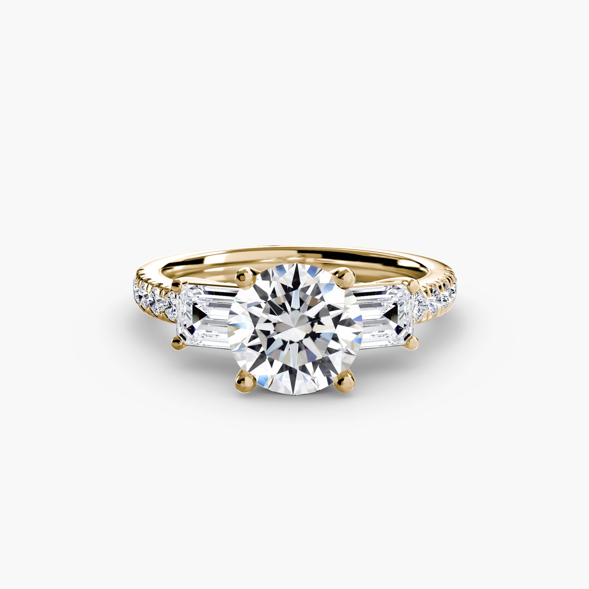 Three-Stone Ring with Pavé Band 4.