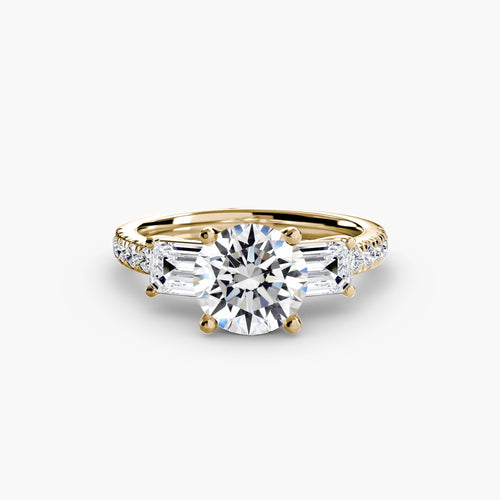 Three-Stone Ring with Pavé Band 4.