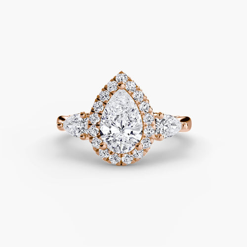 Three-Stone Ring with Halo.