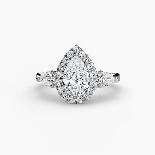 Three-Stone Ring with Halo.