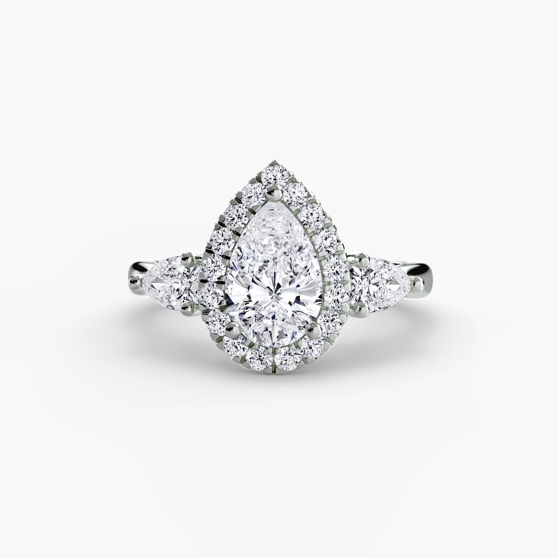 Three-Stone Ring with Halo.