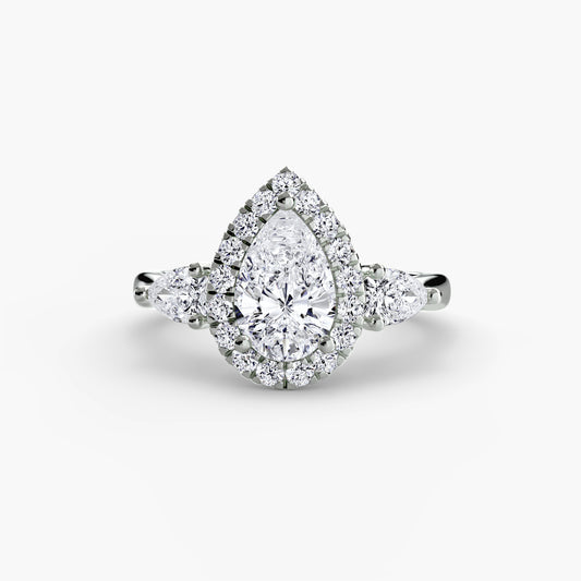 Three-Stone Ring with Halo.