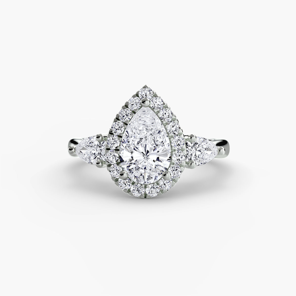 Three-Stone Ring with Halo.