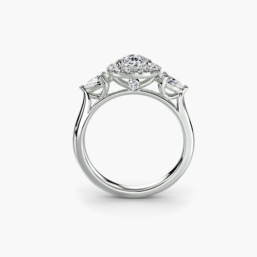 Three-Stone Ring with Halo.