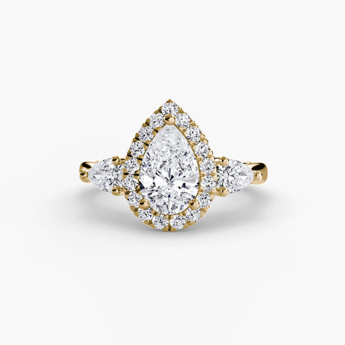 Three-Stone Ring with Halo.