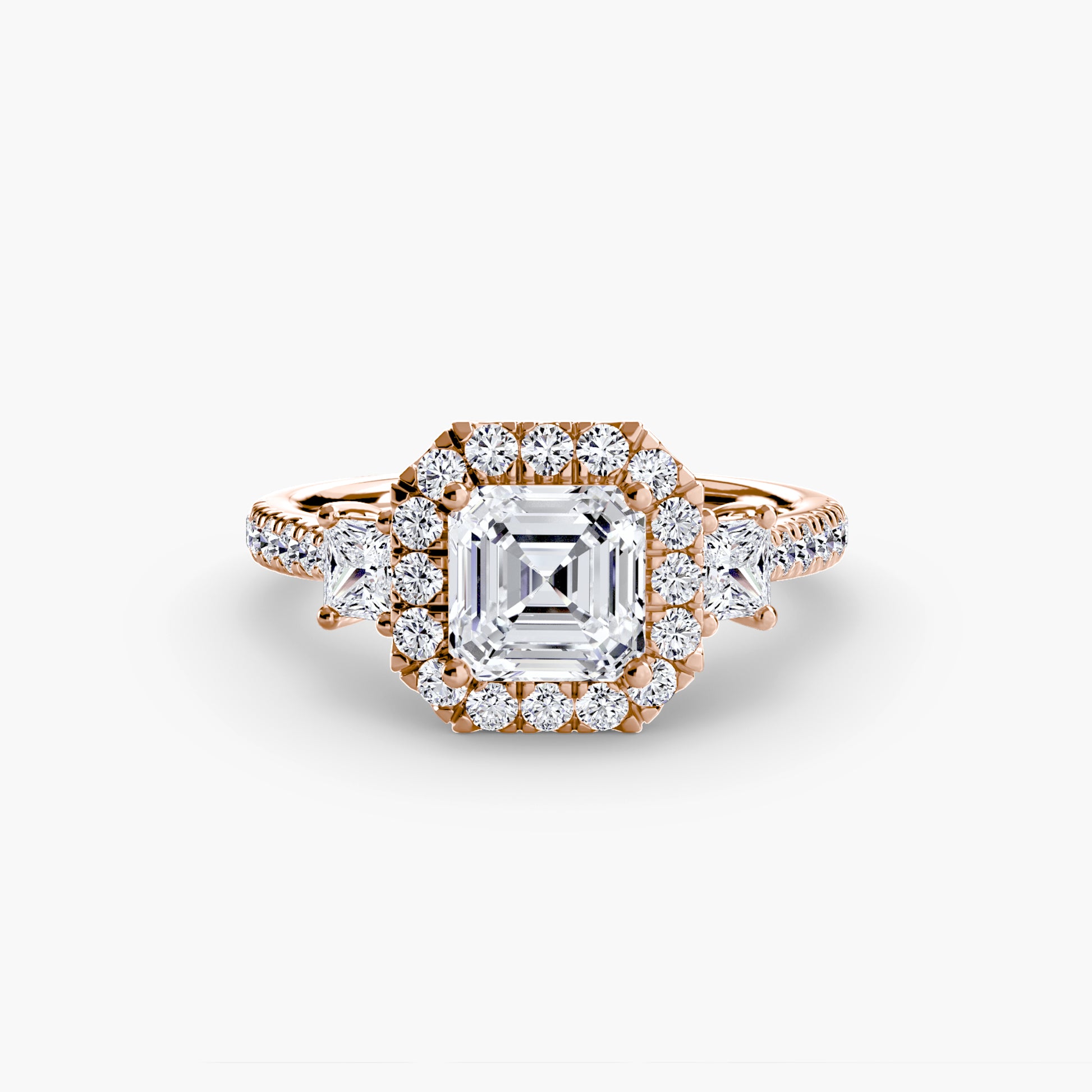 Three-Stone Ring with Halo 2.
