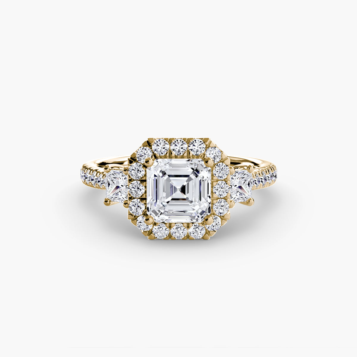 Three-Stone Ring with Halo 2.