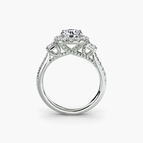 Three-Stone Ring with Halo 2.