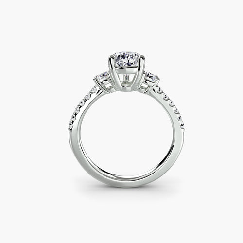 Three-Stone Ring with Pavé Band 5.