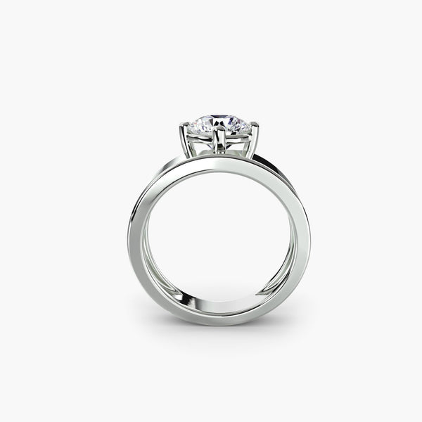 Clara - Wide Band Solitaire Lab Grown Diamond Engagement Ring