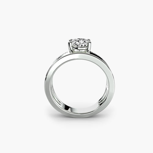Wide Band Solitaire with Pavé Band.
