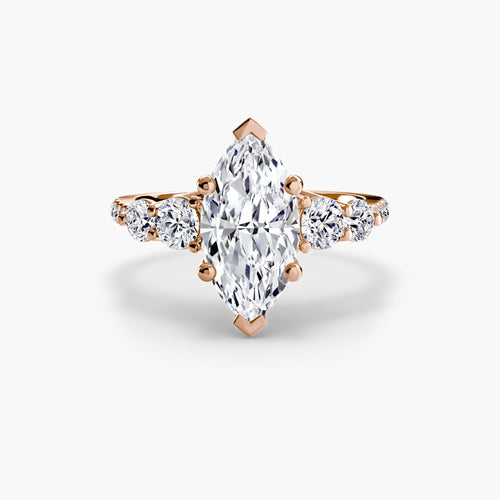 Five Stone Ring with Pavé Band.