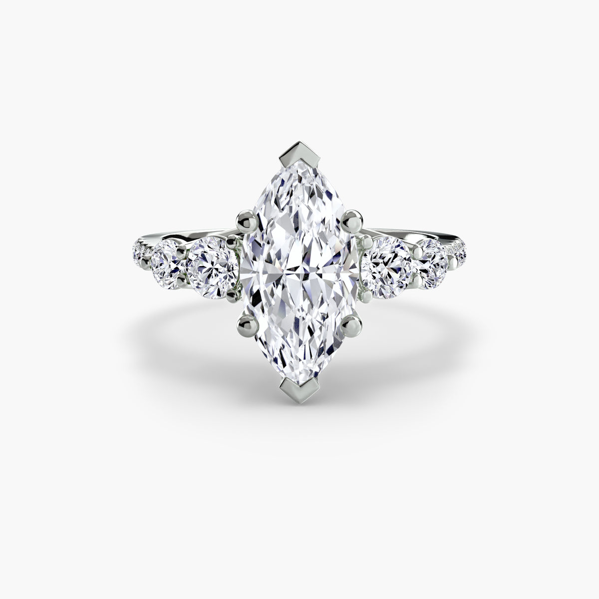 Five Stone Ring with Pavé Band.