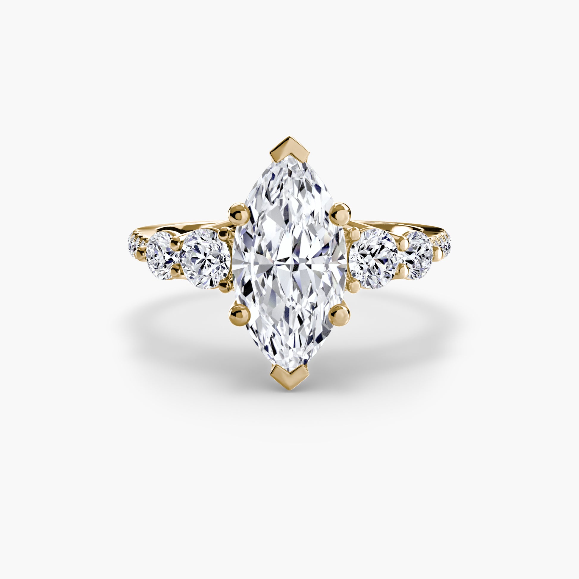 Five Stone Ring with Pavé Band.