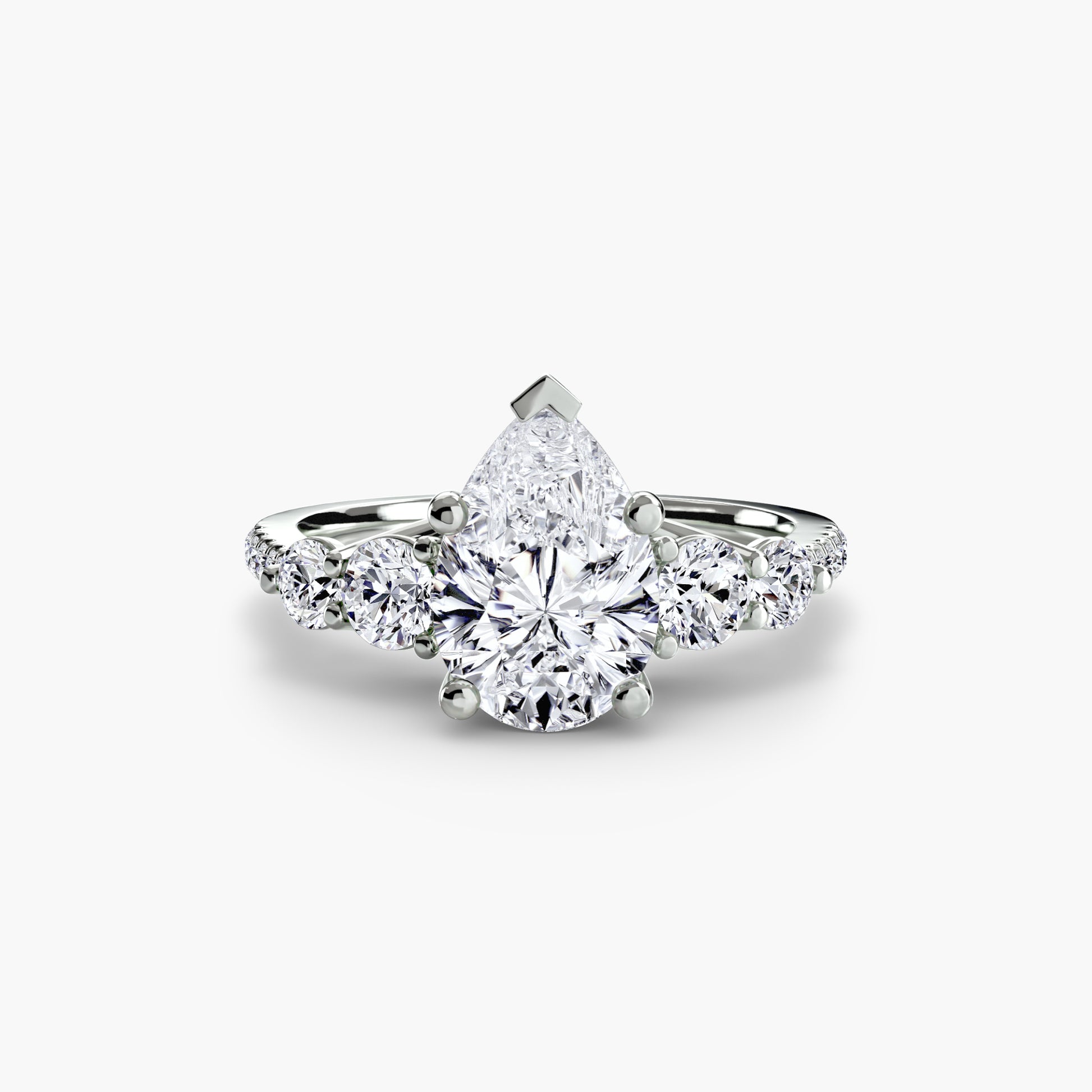 Five Stone Ring with Pavé Band.