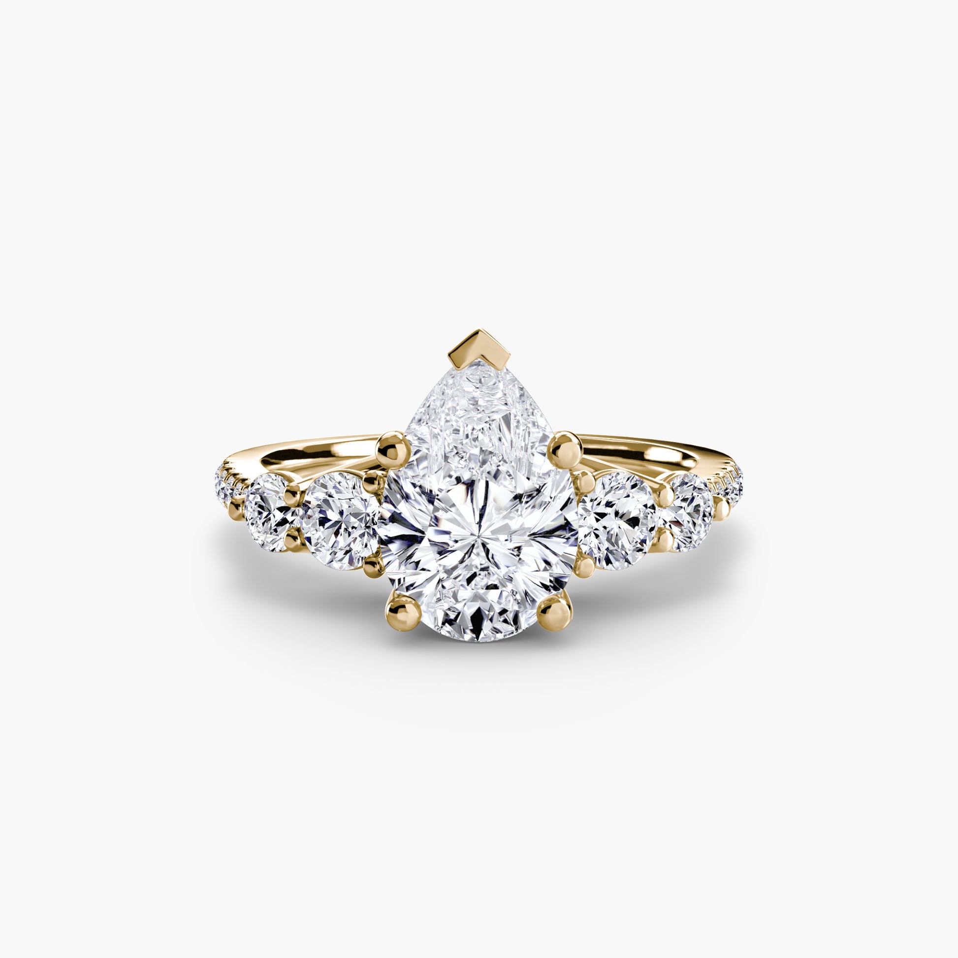 Five Stone Ring with Pavé Band.