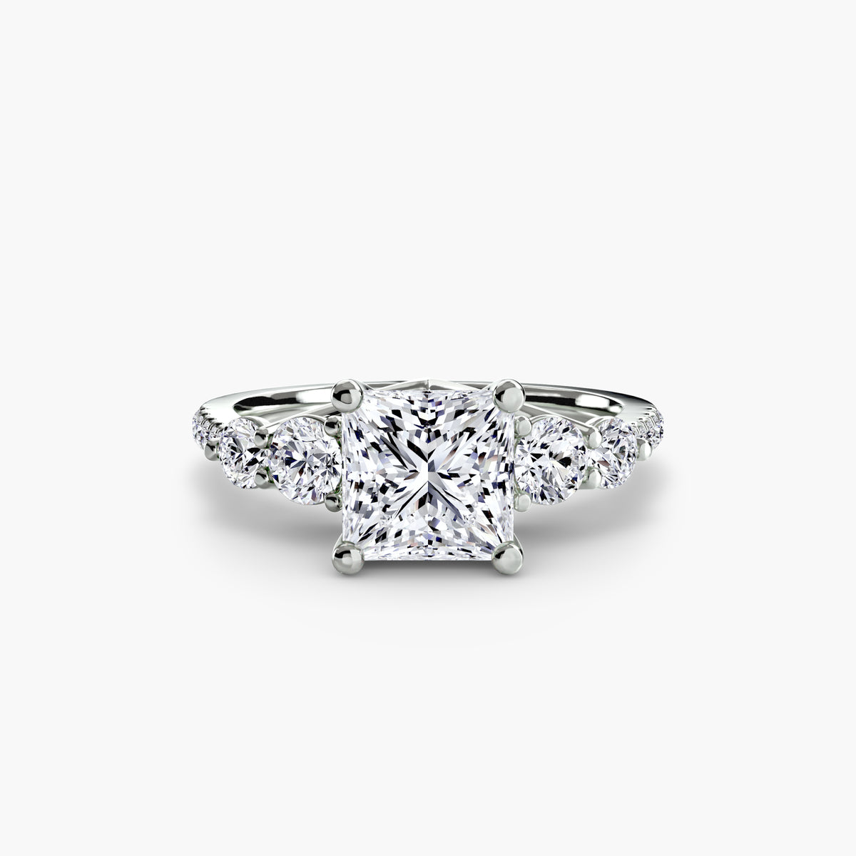 Five Stone Ring with Pavé Band.