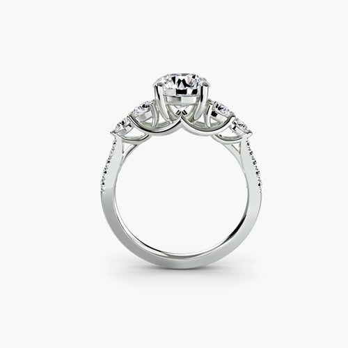 Five Stone Ring with Pavé Band.