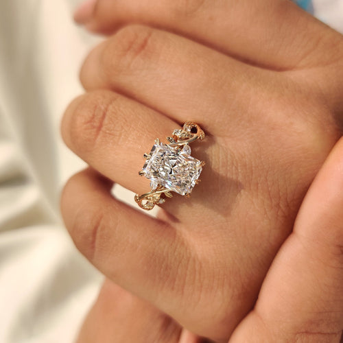 Rosalie Dawn - Radiant Cut Nature Inspired Engagement Ring with Leaf Style Prong