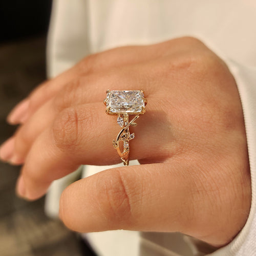 Rosalie Dawn - Radiant Cut Nature Inspired Engagement Ring with Leaf Style Prong
