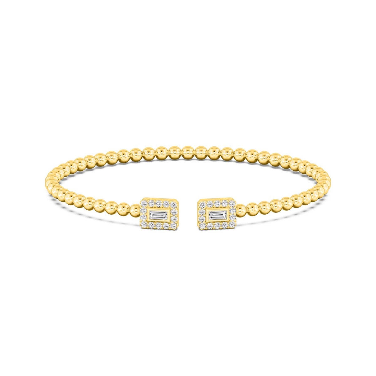 Alina open rectangular cuff lab grown diamond bracelet in yellow gold - view 1