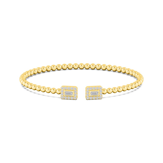 Alina open rectangular cuff lab grown diamond bracelet in yellow gold - view 1