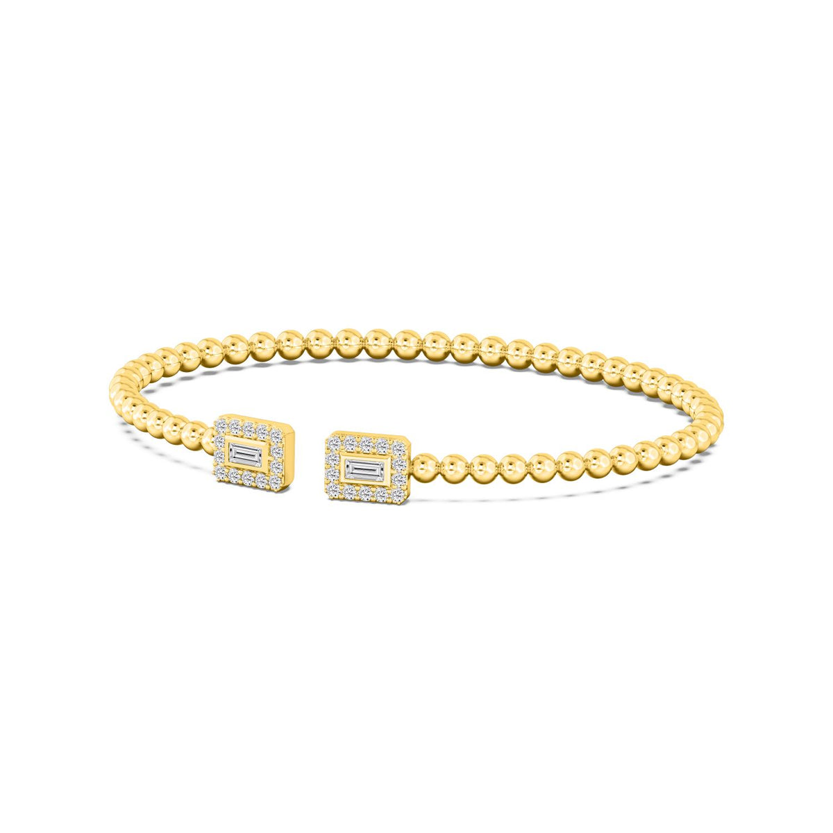 Alina open rectangular cuff lab grown diamond bracelet in yellow gold - view 4