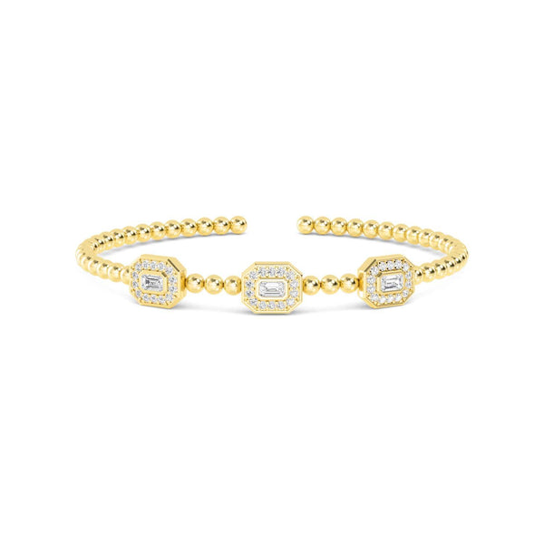 Arabella - Three-Station Cuff Lab Grown Diamond Bracelet