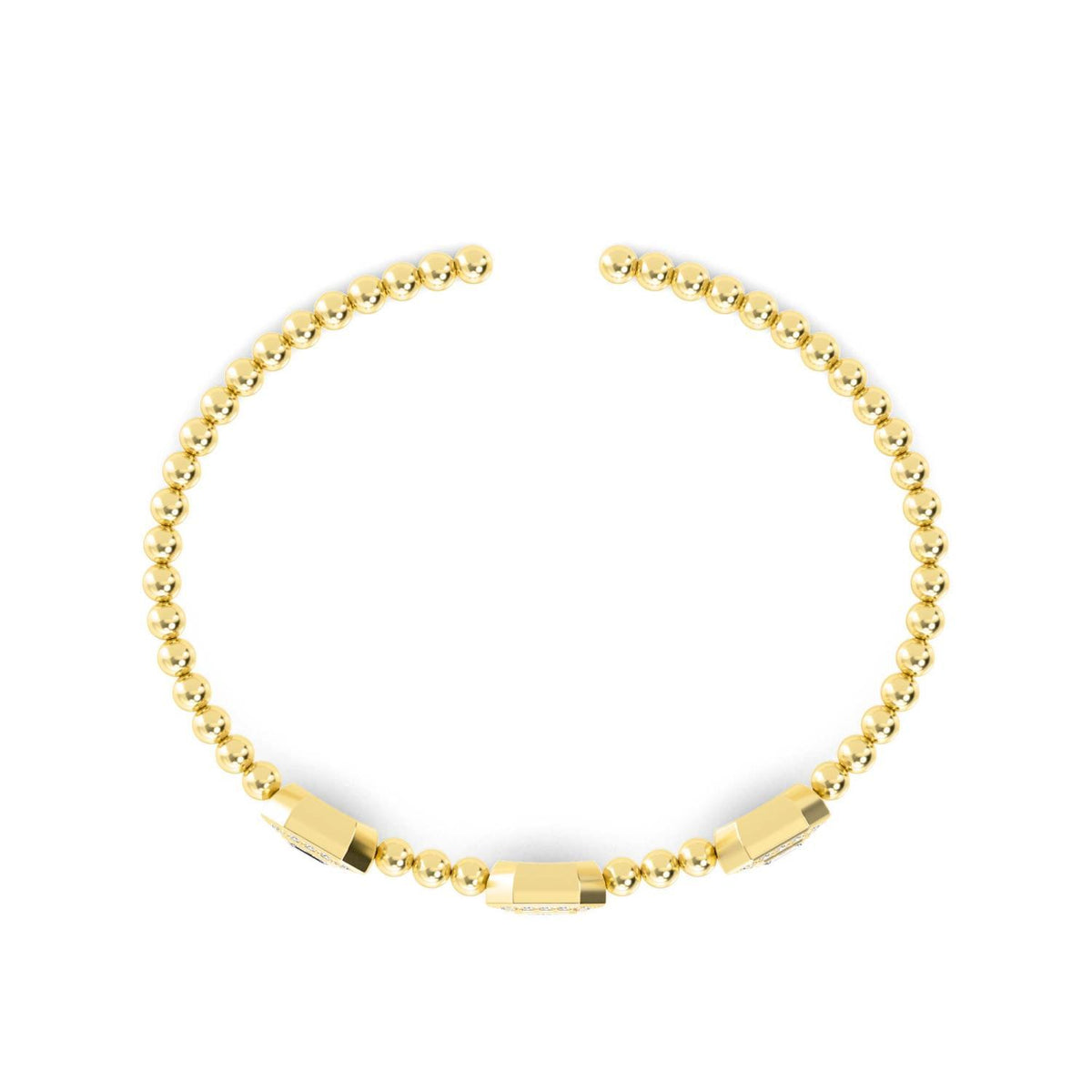 Arabella three-station cuff lab grown diamond bracelet in yellow gold - view 3
