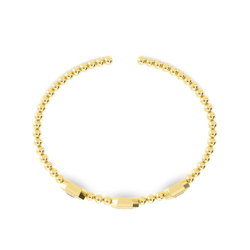 Arabella three-station cuff lab grown diamond bracelet in yellow gold - view 3