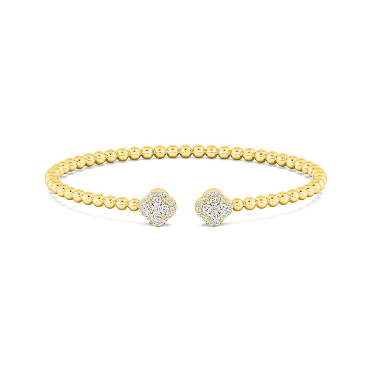 Anika pear-accent cuff lab grown diamond bracelet in yellow gold - view 1