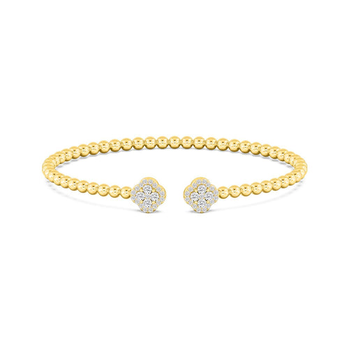 Anika pear-accent cuff lab grown diamond bracelet in yellow gold - view 1