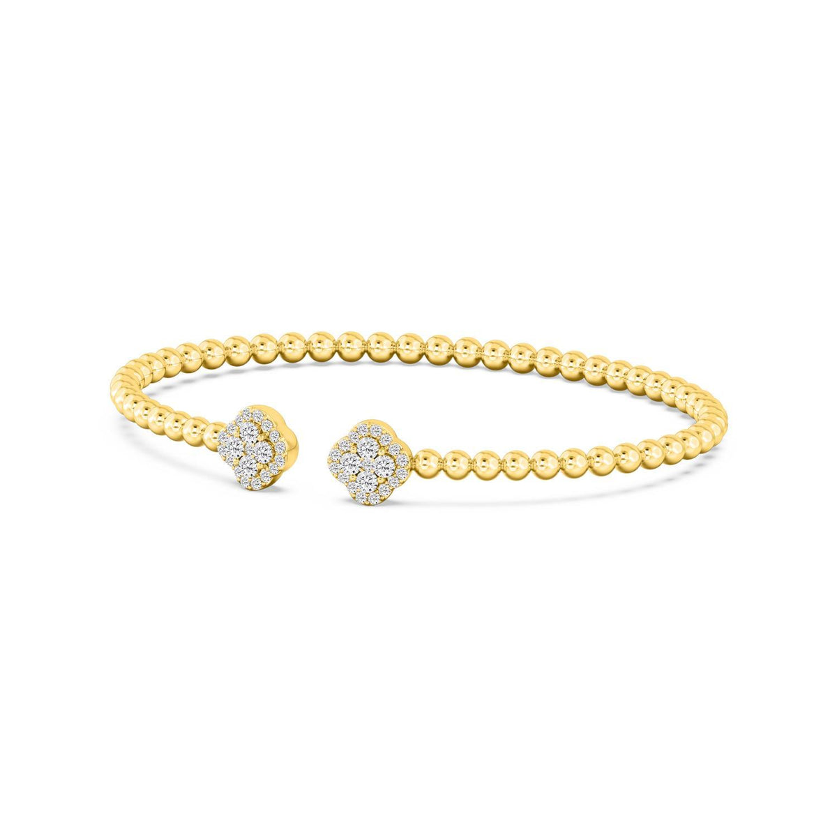 Anika pear-accent cuff lab grown diamond bracelet in yellow gold - view 4