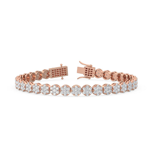 Acacia round cluster lab grown diamond bracelet in rose gold - view 1