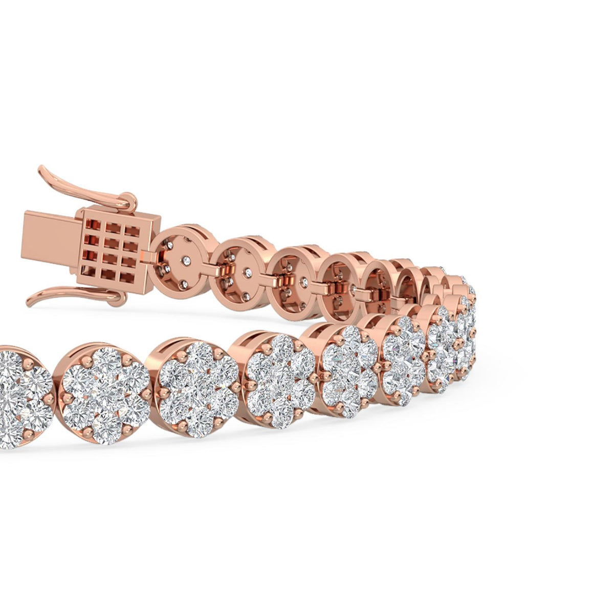 Acacia round cluster lab grown diamond bracelet in rose gold - view 3