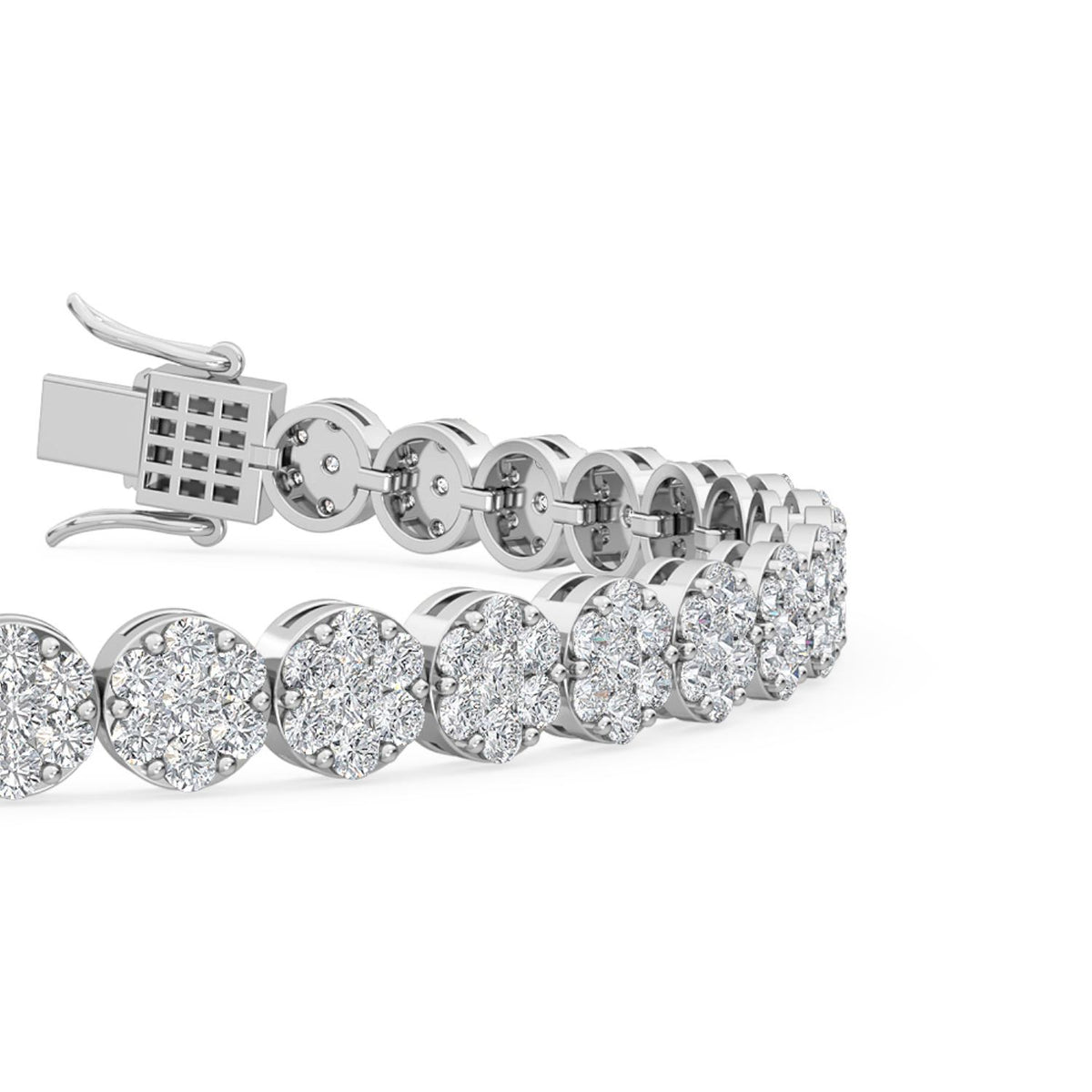 Acacia round cluster lab grown diamond bracelet in white gold - view 3