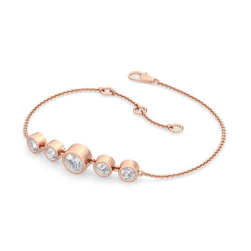 Arielle graduated bezel chain lab grown diamond bracelet in rose gold - view 3