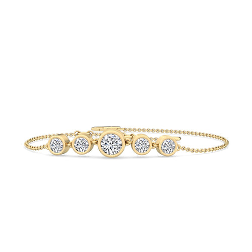 Arielle graduated bezel chain lab grown diamond bracelet in yellow gold - view 1