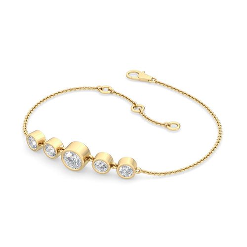 Arielle graduated bezel chain lab grown diamond bracelet in yellow gold - view 3