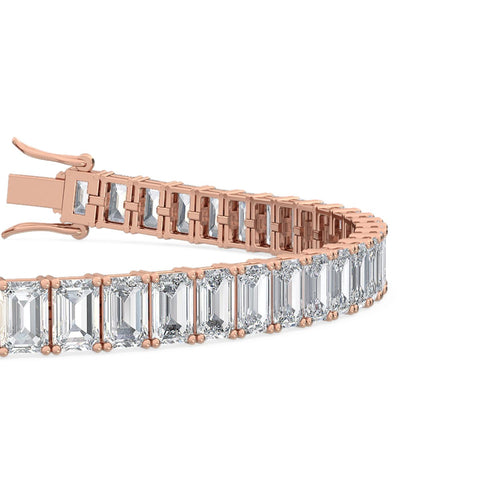 Adelina emerald cut tennis lab grown diamond bracelet in rose gold - view 3