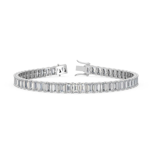 Adelina emerald cut tennis lab grown diamond bracelet in white gold - view 1