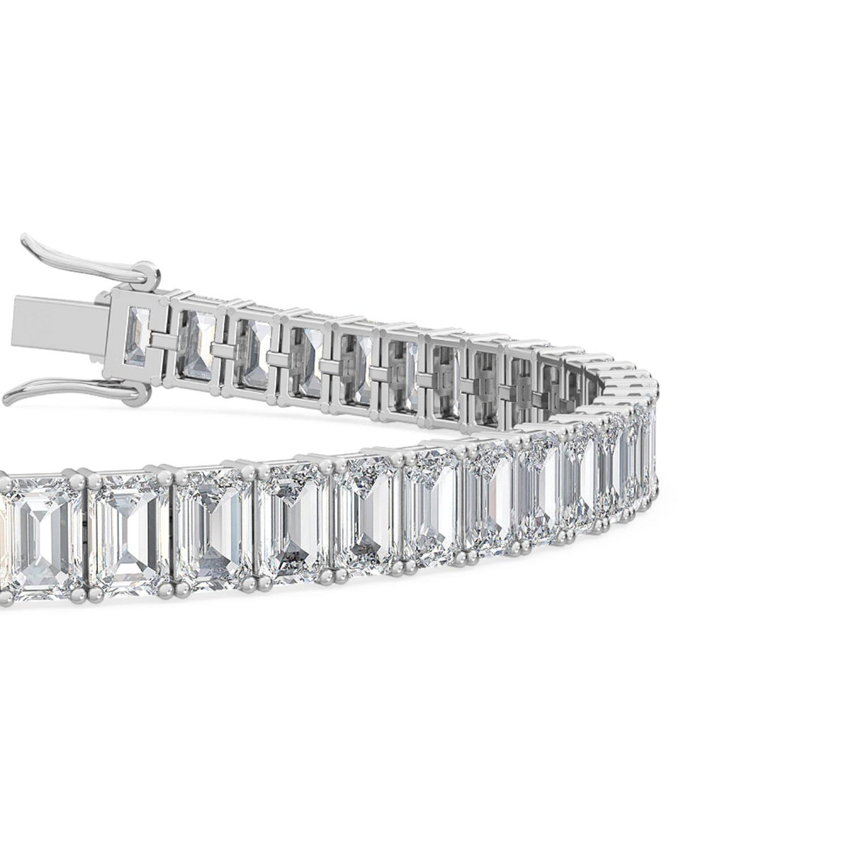 Adelina emerald cut tennis lab grown diamond bracelet in white gold - view 3