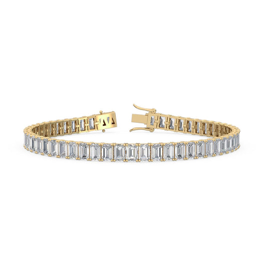 Adelina emerald cut tennis lab grown diamond bracelet in yellow gold - view 1