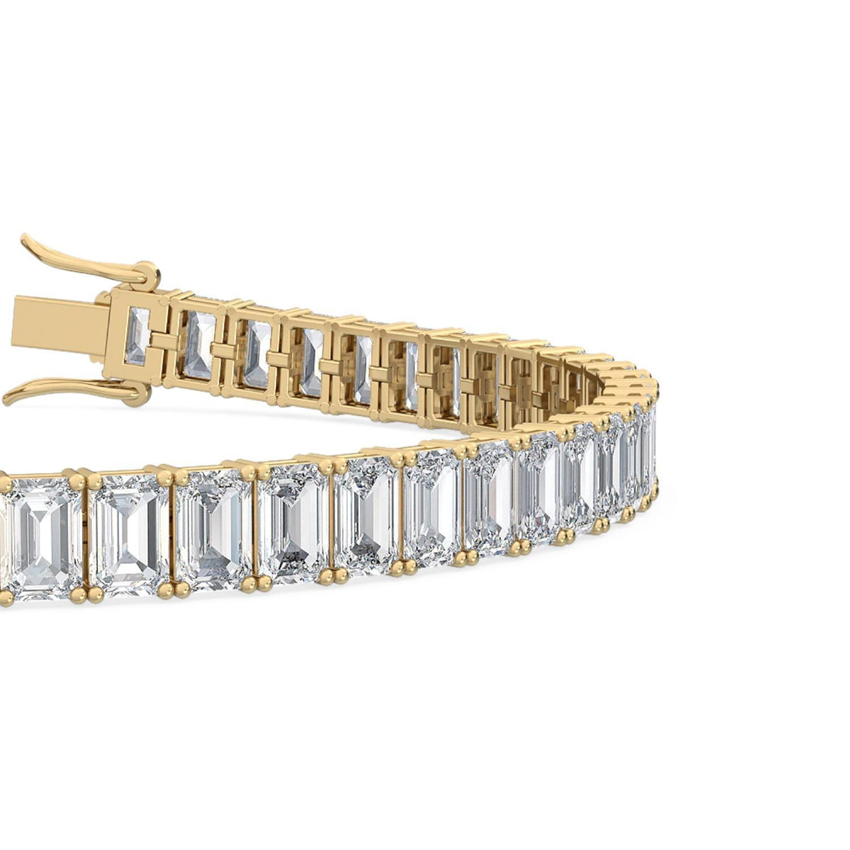Adelina emerald cut tennis lab grown diamond bracelet in yellow gold - view 3