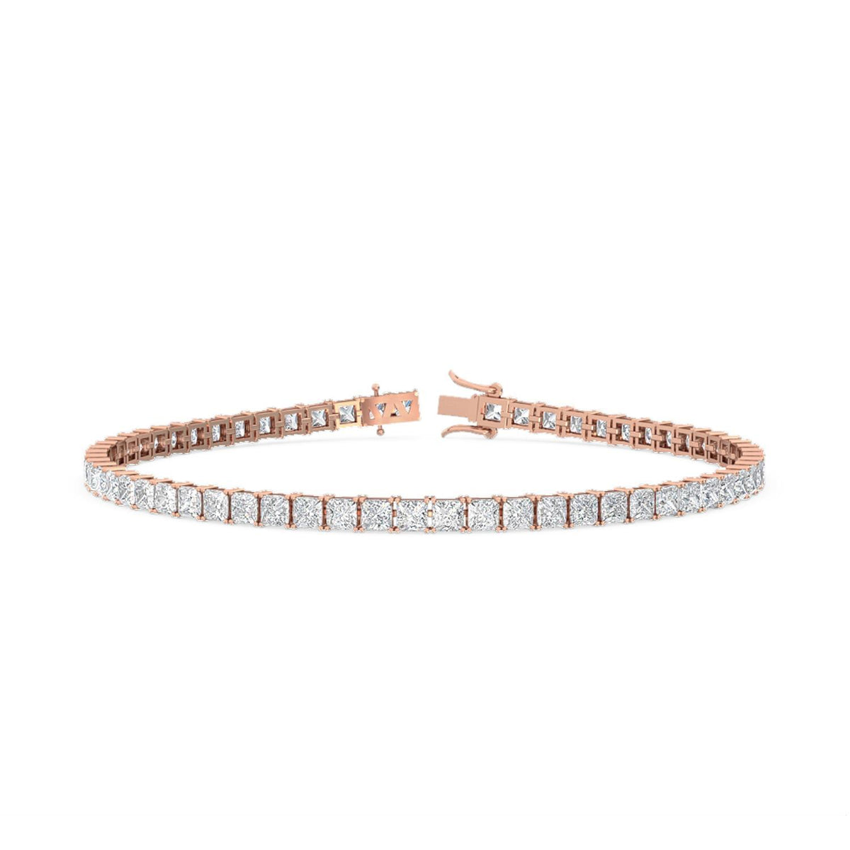 Adriana princess cut tennis lab grown diamond bracelet in rose gold - view 1