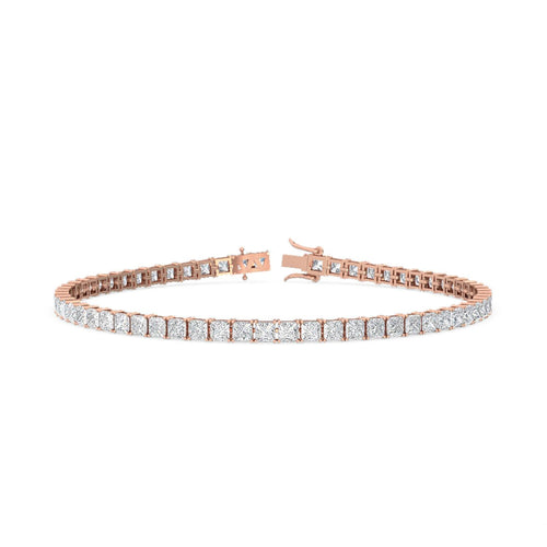 Adriana princess cut tennis lab grown diamond bracelet in rose gold - view 1