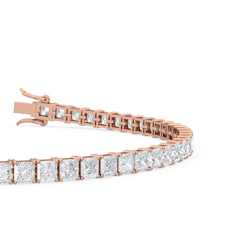 Adriana princess cut tennis lab grown diamond bracelet in rose gold - view 3